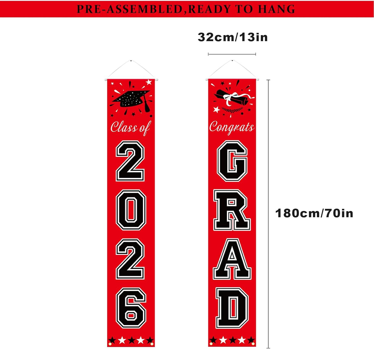 DAZONGE 2026 Graduation Decorations Blue, Congrats Grad Porch Banner for Any Schools or Grades 2026 Graduation Party Decorations