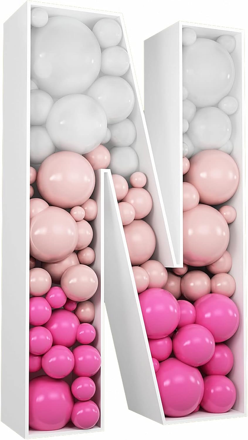 JW Passion - Premium Quality Made 3FT Tall Mosaic Balloon Frame Big Marquee Light Up Letters DIY Kit for Birthday Party Wedding Backdrop Decor Letter A Pre-Cut Foam Board