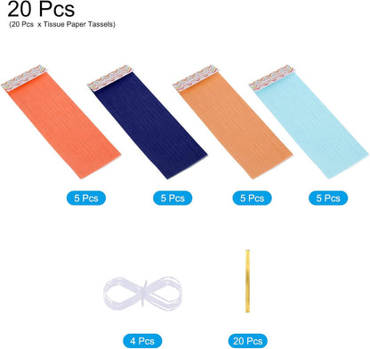 MECCANIXITY 20Pcs Light Blue Tassel Garland Banner with Rope Tissue Paper Tassels Party DIY Kits for Anniversary Wedding Birthday Party