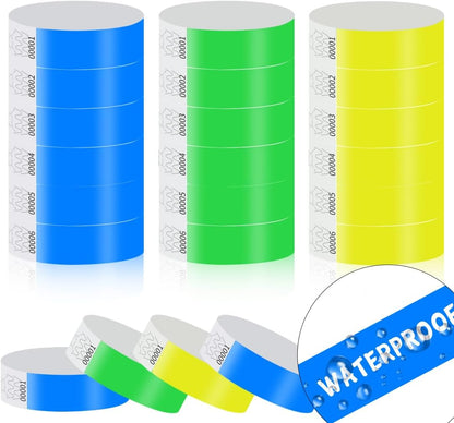 300 Pack Paper Wrist Bands for Events Waterproof Wristbands Lightweight Festival Identification Arm Bands Neon Adhesive Event Bracelets for Party（Black）