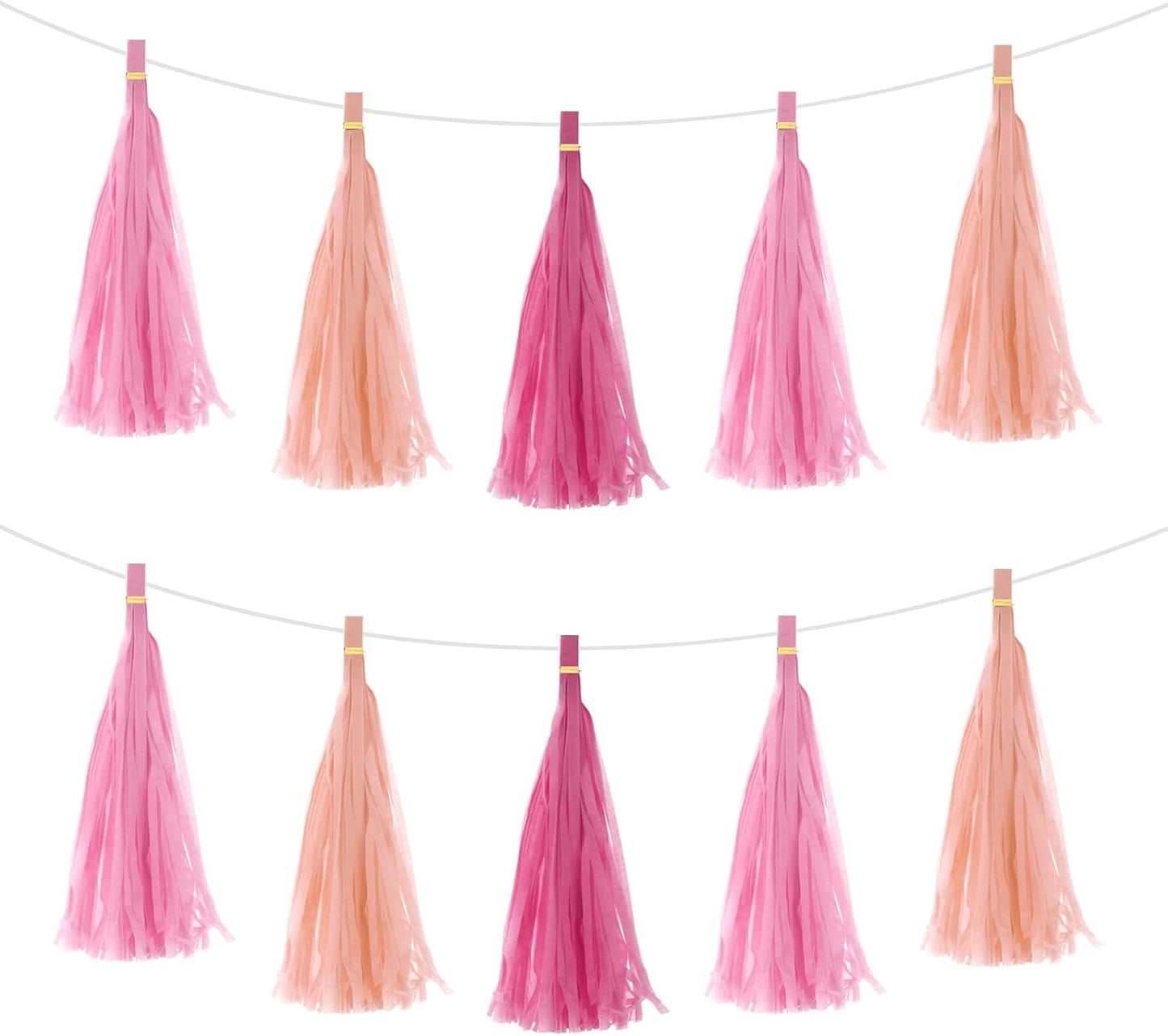 MECCANIXITY 15Pcs Light Blue Tassel Garland Banner with Rope Tissue Paper Tassels Party DIY Kits for Anniversary Wedding Birthday Party