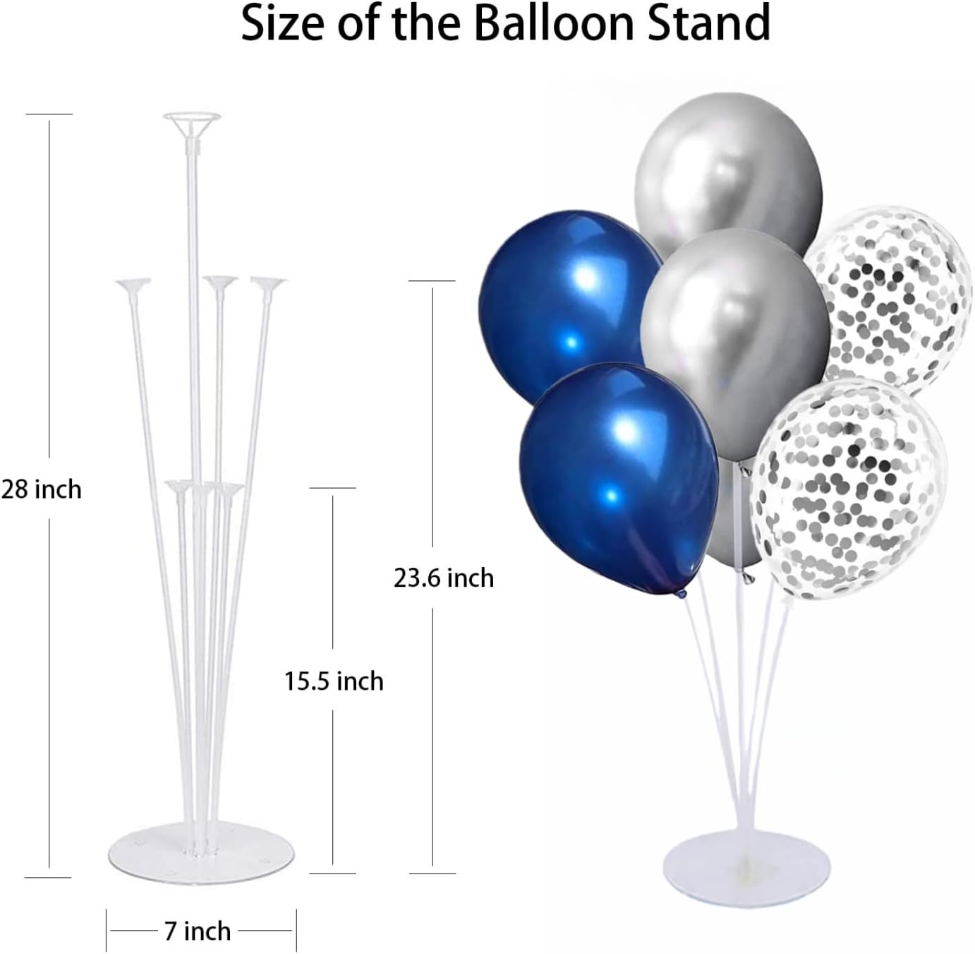 6 Set Balloon Stand Kit for Table Centerpieces With Balloon and Base Party Decorations for Birthday Wedding Retirement Graduation Baby Shower (Black Gold)