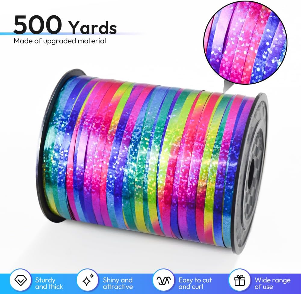 KMER LIFE Premium Red Curling Ribbon, 1/5" Wide x 500 Yards Christmas Curling Ribbons for Gift Wrapping, Party Decoration, Balloon String, Ribbons for Florist Flower (1 Roll)