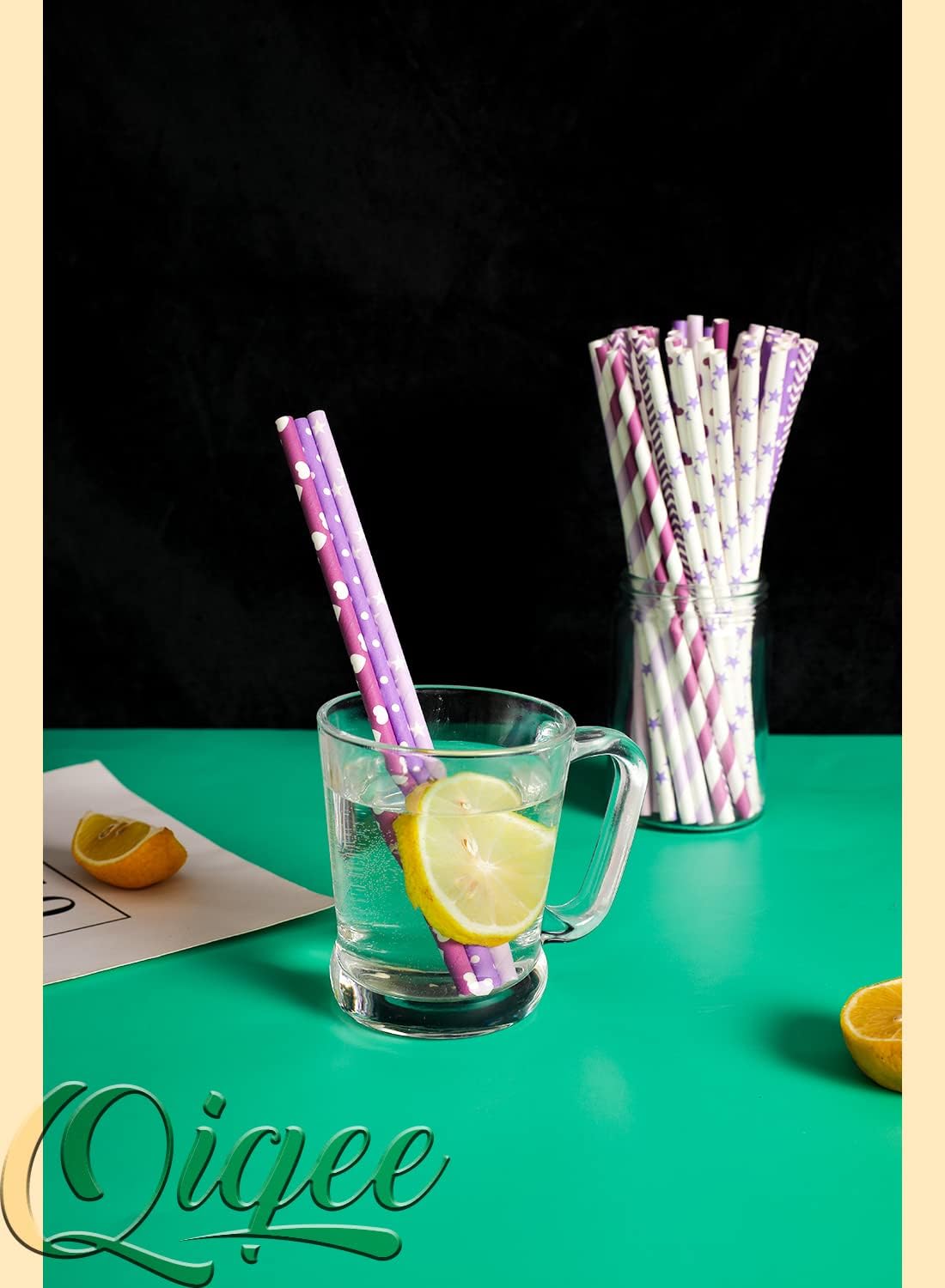 Pink Paper Straws 150pcs Disposable Straws Bulk (10 Pattern) qiqee