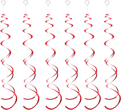 30 Pieces Iridescent White Hanging Swirls, Foil Swirl Hanging Decorations Plastic Steamers for Ceiling, Dangling Whirls Wedding Baby Shower Birthday Party Decorations