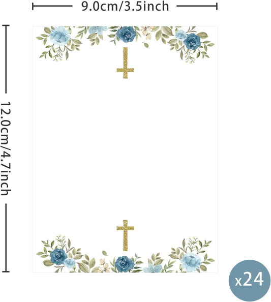 24 Pcs Baptism Place Cards, Baptism Themed Buffet Food Labels and Tent Name Cards for Newborn Baby Shower Party Table Setting Decorations Supplies (White)