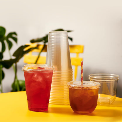 TOSSWARE NATURAL 12oz Arc - Plant Based 98mm Clear Cold Cups - Plastic Alternative for Parties, Bachelorettes, Weddings - Recyclable - Set of 100