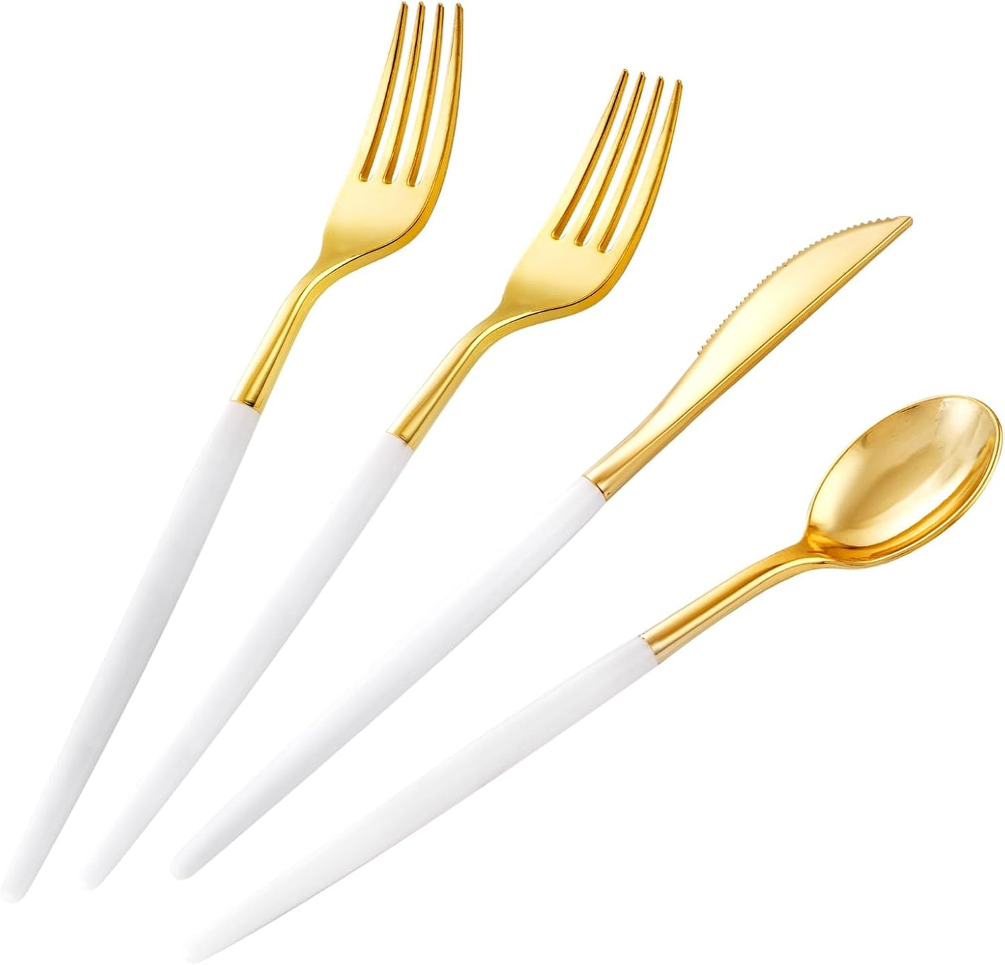 SUT 150Pcs Silver Plastic Silverware, Silver Disposable Cutlery, Heavy Duty Disposable Silverware, Plastic Utensils Include 50 Plastic Forks, 50 Plastic Spoons, 50 Plastic Knives