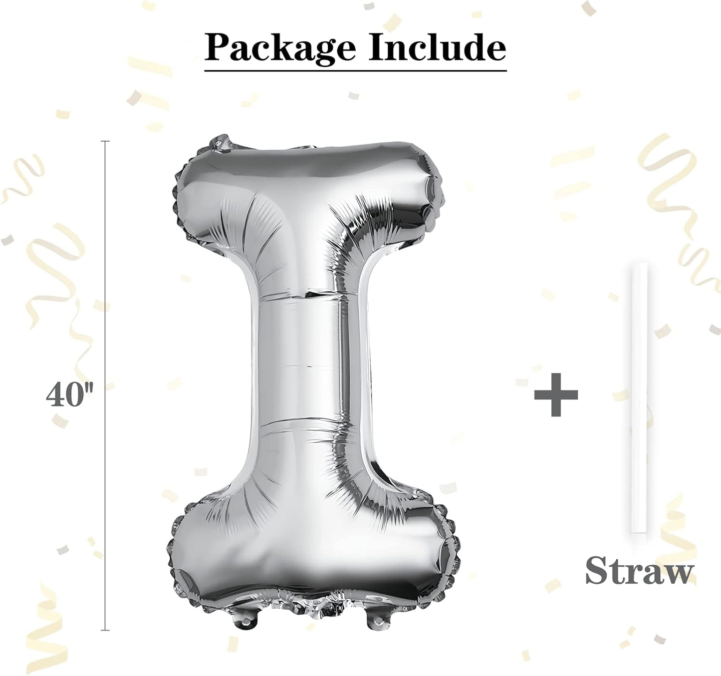 40 inch Silver Letter A Balloon, Big Size Alphabet Foil Mylar Helium Balloons for Birthday Party Celebration Wedding Anniversary Baby Shower Decorations Supplies Alphabet A