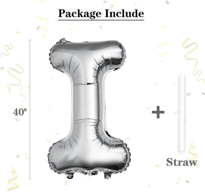 40 inch Silver Letter A Balloon, Big Size Alphabet Foil Mylar Helium Balloons for Birthday Party Celebration Wedding Anniversary Baby Shower Decorations Supplies Alphabet A