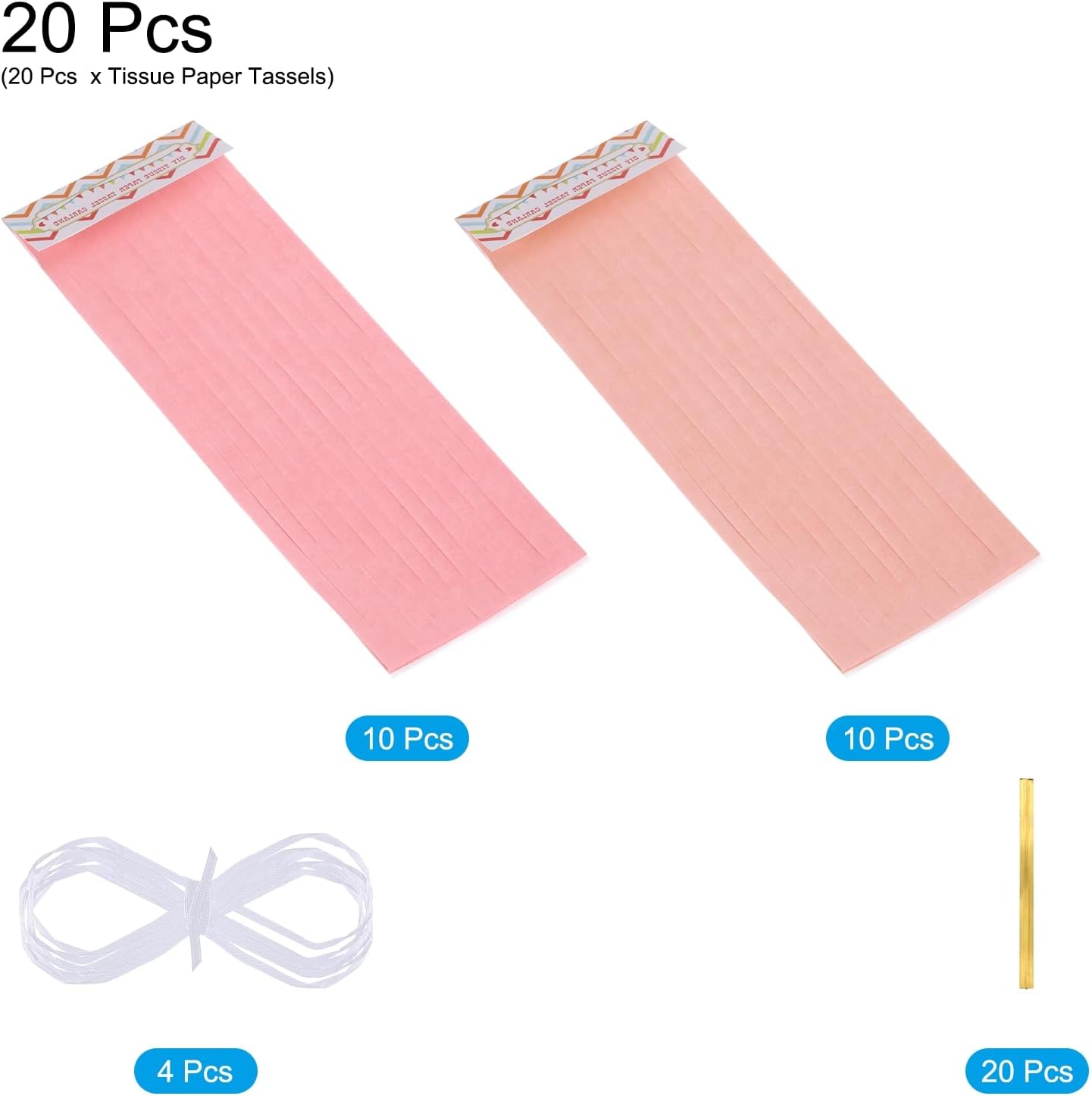 MECCANIXITY 20Pcs Light Blue Tassel Garland Banner with Rope Tissue Paper Tassels Party DIY Kits for Anniversary Wedding Birthday Party