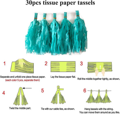 30pcs Paper Tassels Garland Banner Tissue Paper Tassel DIY Hanging Paper Decorations Party Tassel Garland Decor Baby Shower Nursery Wedding Festival Baby Shower Decoration(30, White)