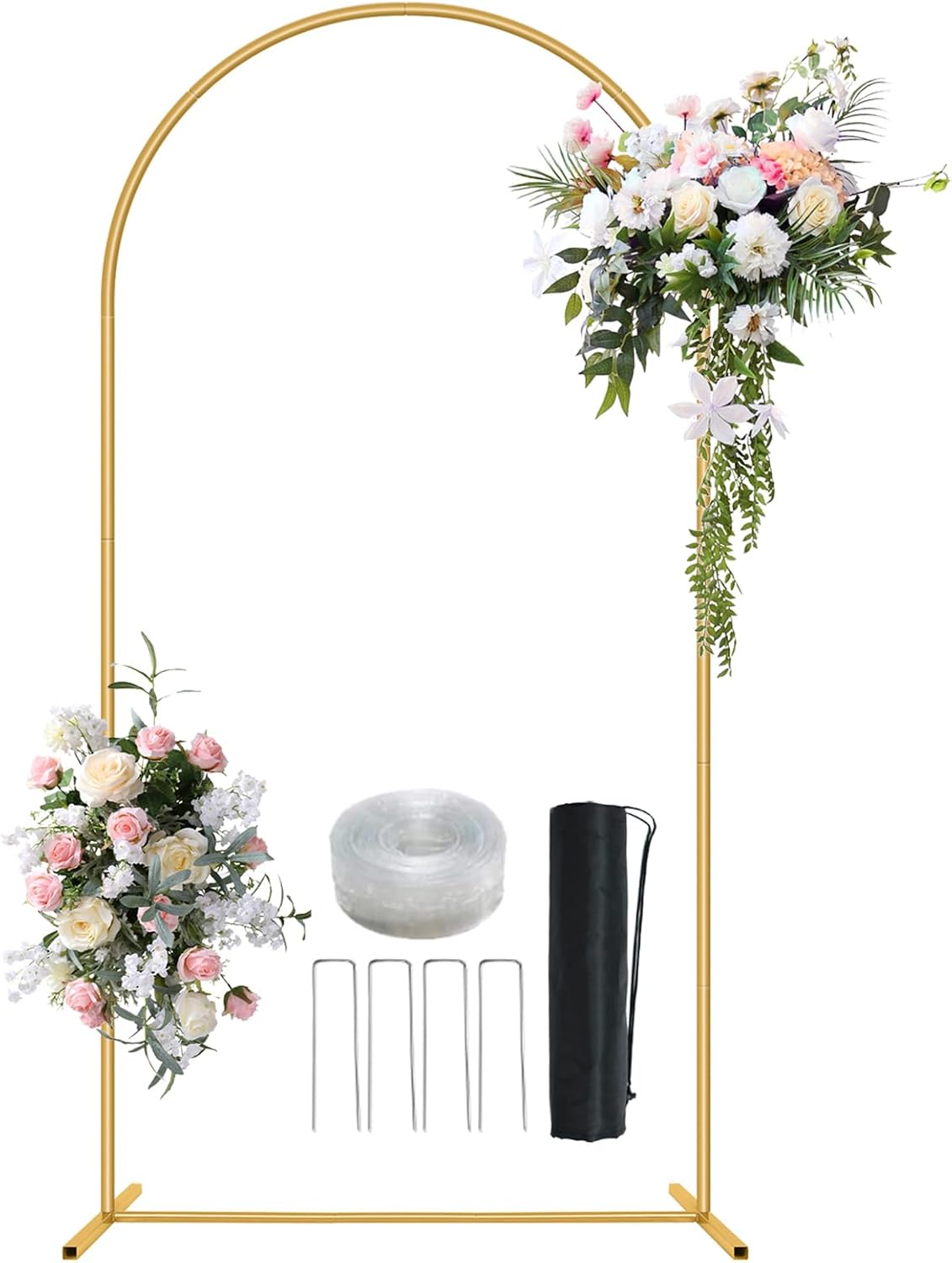 Metal Arch Backdrop Stand 7.2FT+6FT Wedding Arch Backdrop Stand Set of 2 Gold Arch Backdrop Stand for Valentines Day Party Wedding Ceremony Baby Shower Birthday Floral Balloon Decration