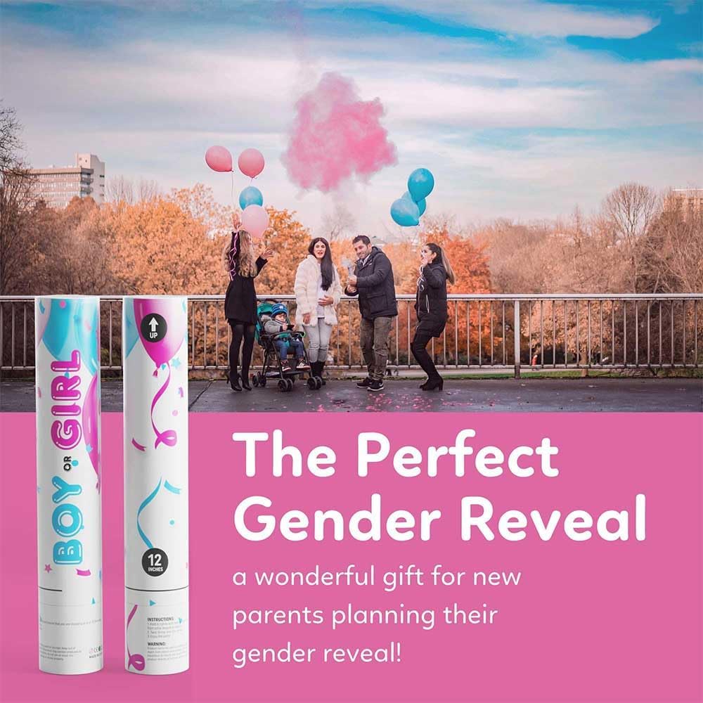 Gender Reveal Powder Smoke Bombs Cannon Poppers | 3 Pink & 3 Blue Poppers | Biodegradable | Alternative to Gender Reveal Smoke Bombs Extinguisher | Gender Reveal Party Decorations | TUR Party Supplies