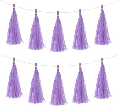 MECCANIXITY 20Pcs Light Blue Tassel Garland Banner with Rope Tissue Paper Tassels Party DIY Kits for Anniversary Wedding Birthday Party
