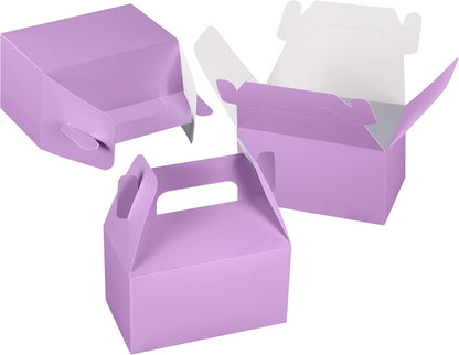 XAGLVV 24 Pack White Paper Gable Boxes,6.2 Inch Candy Boxes with Handle, Snack Party Favor& Gift Cookie bags for kids Birthday,Wedding, Baby Shower, Graduation.