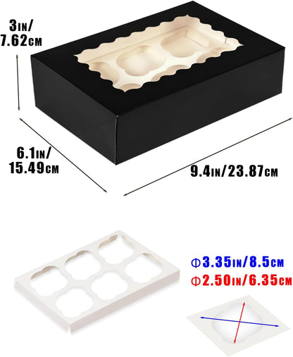 Bakepacker Auto-pop up 6 Cupcake Boxes with Window 20 Count Pink Box 9.4 x 6.1 x 3 inch Cupcake Carrier