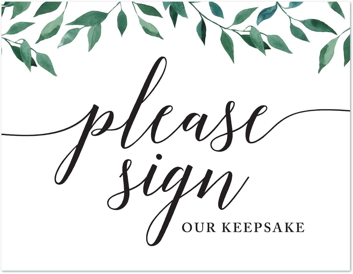 Andaz Press Wedding Party Signs, Natural Greenery Green Leaves, 8.5x11-inch, Bridal Shower Scavenger Hunt, 1-Pack - Colors D