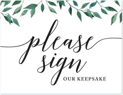 Andaz Press Wedding Party Signs, Natural Greenery Green Leaves, 8.5x11-inch, Bridal Shower Scavenger Hunt, 1-Pack - Colors D