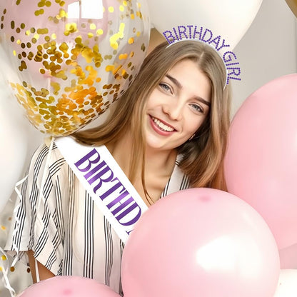 Birthday Sash & Crown for Women - Tiara Headband, Girls' Decorations Accessories