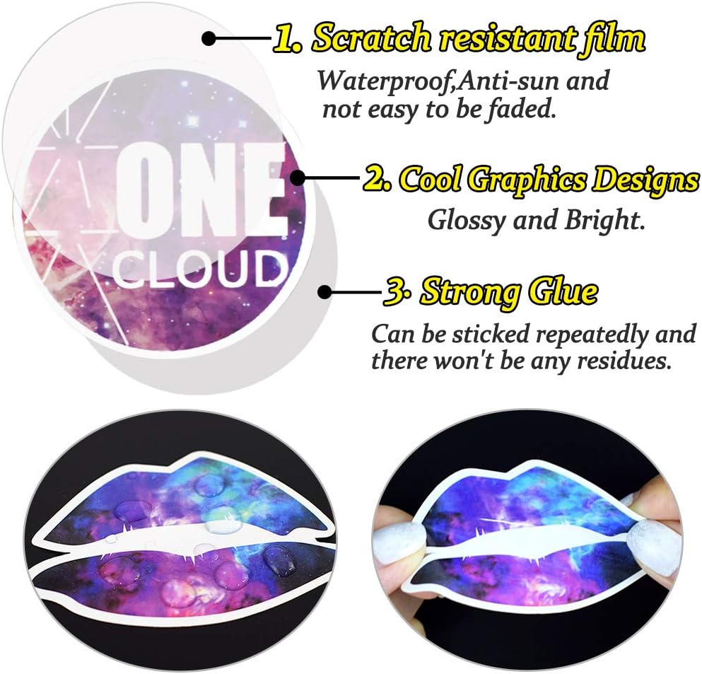 QTL Neon Stickers for Teens & Students Prizes, Waterproof Vinyl Party Favor Stickers, School Rewards, Water Bottle and Laptop, 50PCS - Colors A