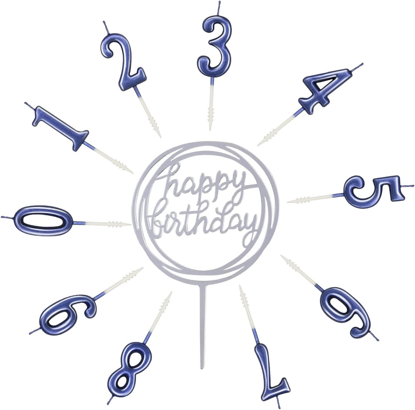 10-Piece Number Birthday Candles - Glitter Cake Toppers for Birthday & Wedding Parties