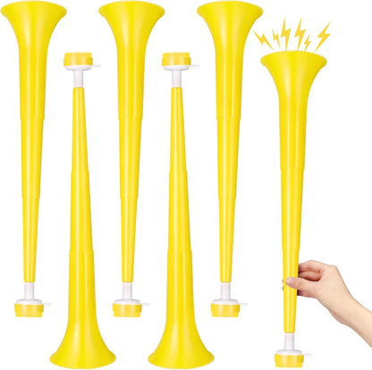 6 Pcs Stadium Horn for Adult, 21 Inch Vuvuzela Plastic Collapsible Cheering Trumpets for Sporting Events Football Carnival Party, Red