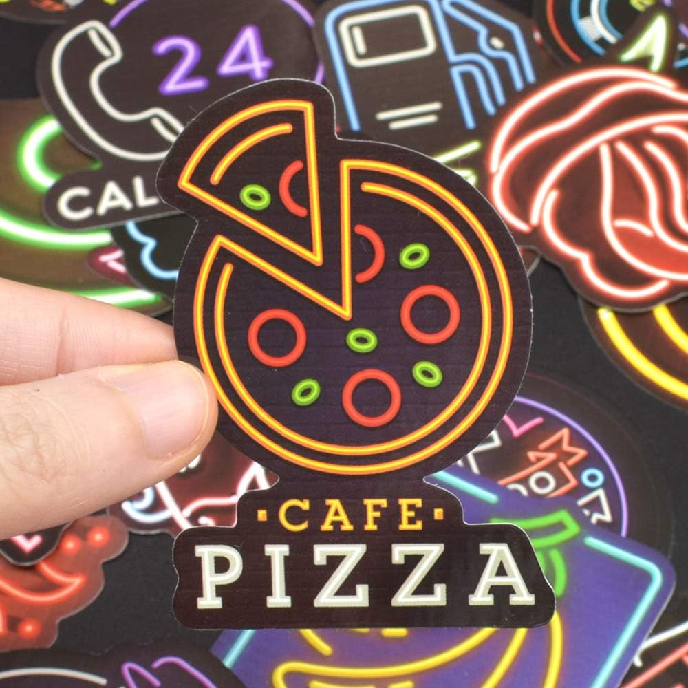QTL Neon Stickers for Teens & Students Prizes, Waterproof Vinyl Party Favor Stickers, School Rewards, Water Bottle and Laptop, 50PCS - Colors B