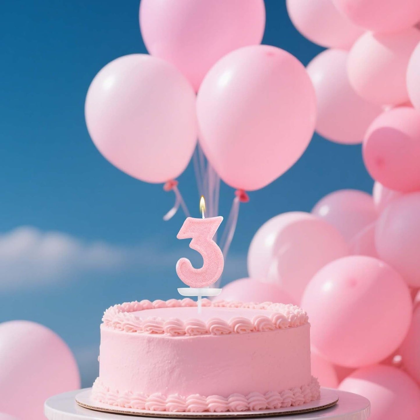 Pink Number One Birthday Candles, Romantic Cake Glitter Pink Number 1st Candles Anniversary Cake First Topper Decoration Cute Birthday Party Supplies for Wedding Anniversary Celebration Supplies (1)