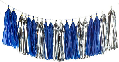 Tassel Garland Tissue Paper Tassel Banner,Tassels Party Decorations for Wedding,Birthday,Bridal/Baby Shower,Pack of 15 (Burgundy/Black/Silver)
