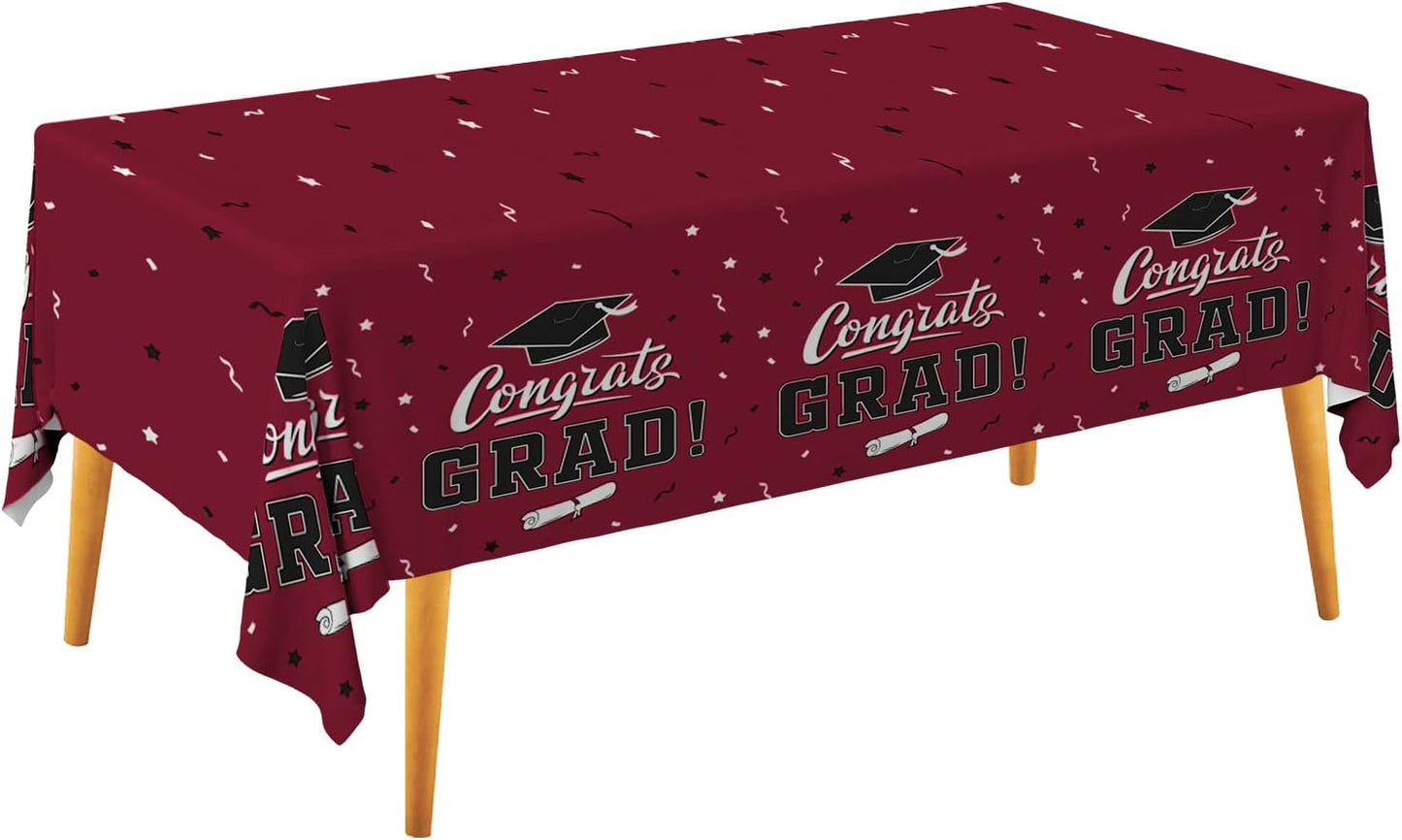 Gatherfun Graduation Party Decorations, Gongrats Grad Tablecover for Graduation Party Supplies, 3 pcs Green Table Cloths, 54"x108"