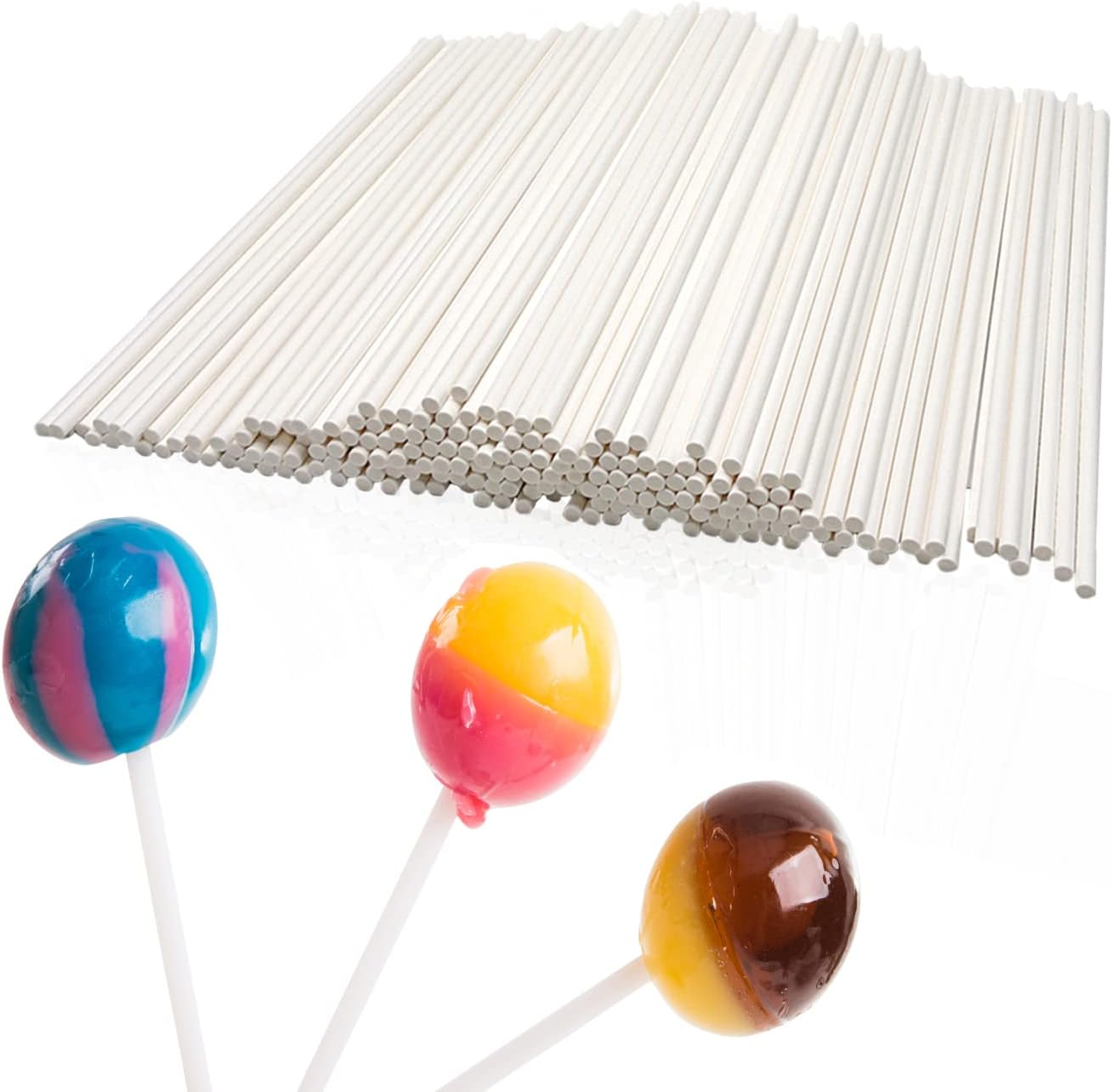 8 Inch White Lollipop Sticks, Lollipop Treat Sticks, for Homemade Candy, Cookies, Dessert, 200 Pcs