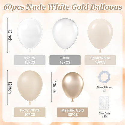 Light Pink and White Balloons, 60pcs 12inch Pearl Light Baby Pink Confetti White Balloons for Wedding Bridal Shower Baby Shower Pink Birthday Decorations