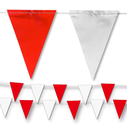 Black & White Pennant Banner Flags | Heavy-Duty Outdoor | OSHA 500lb Rated | Strand Fade Resistant 【102FT】
