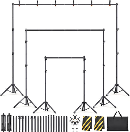 Backdrop Stand Kit - 6 Widths, 10x7.5ft Adjustable Background Stand for Parties & Studio Photography