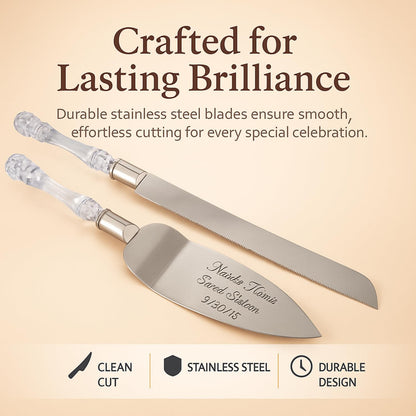 GIFTS INFINITY Personalized Wedding Cake Knife and Server Set with Engraving – Cake Cutting Utensil Set, Keepsake Gift for Wedding, Anniversary, Reception, Birthday & Other Occasions (CH-101WB)
