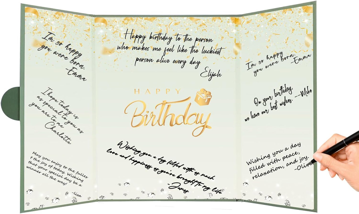 Crenics Black and White Birthday Decorations Women Men, Creative Birthday Guest Signature Book Alternative 18" x 12", Great Party Gifts for Girls or Boys