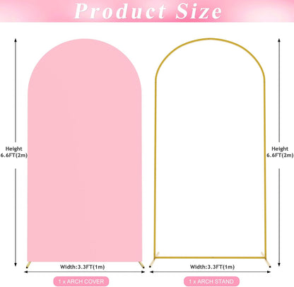 Wokceer 7.2 FT Wedding Arch Backdrop Stand and White Arch Cover, Metal Arch Stand with Arch Stand Cover for Birthday Party Wedding Ceremony Bridal Baby Shower Event Decor