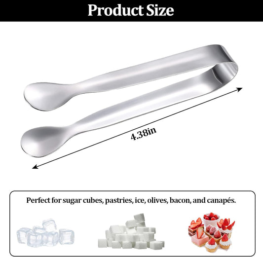 8 Pack Mini Sugar Tongs Stainless Steel Mini Serving Tongs Appetizer Tongs for Candy Buffet, Tea Party, Wedding Ice Tongs for Small Foods, Ice Cubes, Canapés