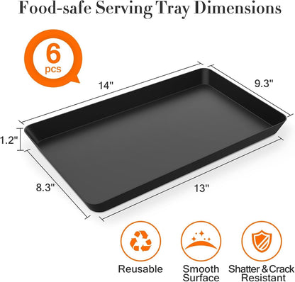 WOWBOX 4 pcs Serving Tray for Party, Grilling Accessories, Serving Platters for Snacks, Fruit, Reusable Plastic Trays for Serving Food and Pantry Organization in Kitchen & for Mothers Day Parties