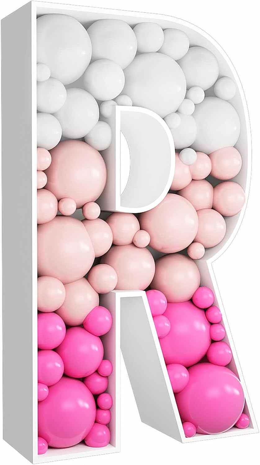 JW Passion - Premium Quality Made 3FT Tall Mosaic Balloon Frame Big Marquee Light Up Letters DIY Kit for Birthday Party Wedding Backdrop Decor Letter A Pre-Cut Foam Board