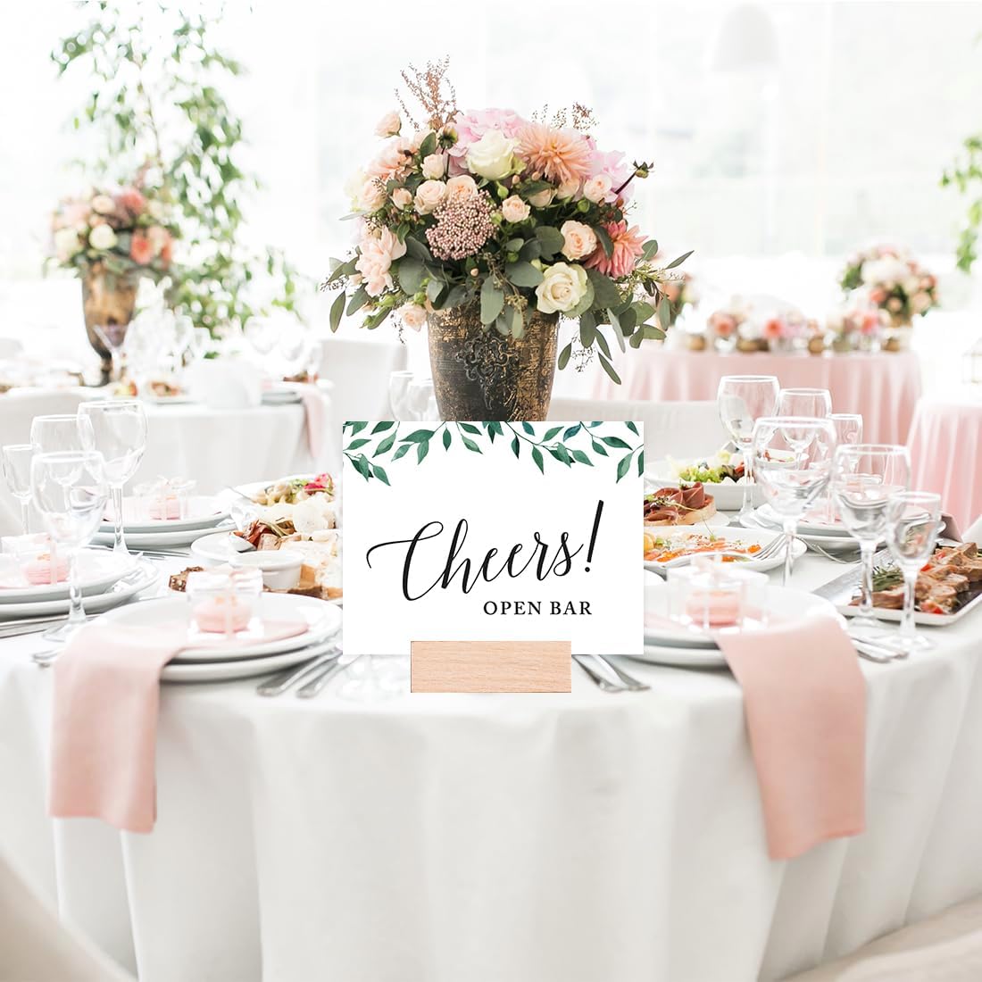 Andaz Press Wedding Party Signs, Natural Greenery Green Leaves, 8.5x11-inch, Bridal Shower Scavenger Hunt, 1-Pack - Colors D