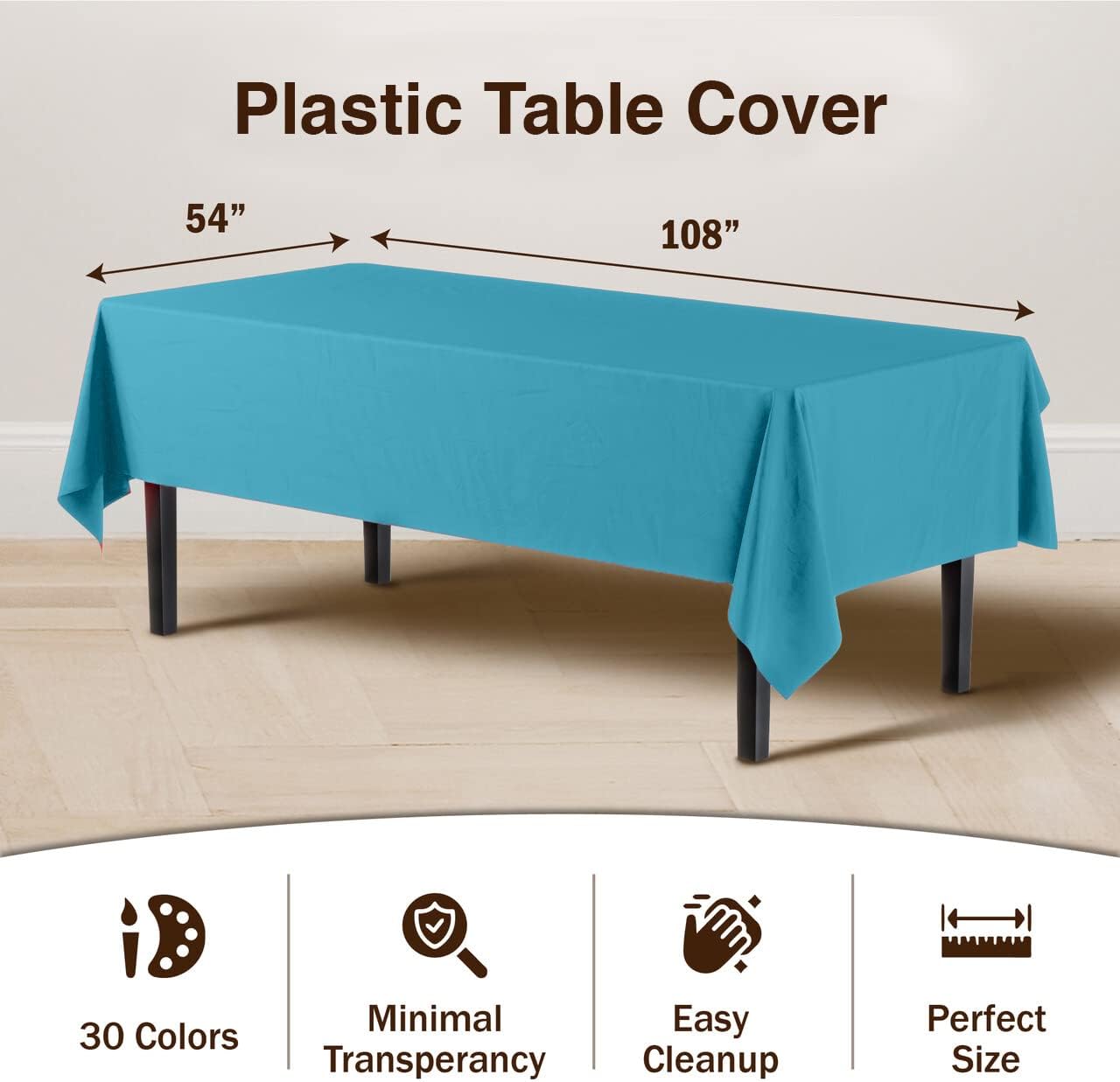Exquisite Party Solids 6-Pack Premium Plastic Tablecloth 54in. x 108in. Rectangle Plastic Table Cover - Navy