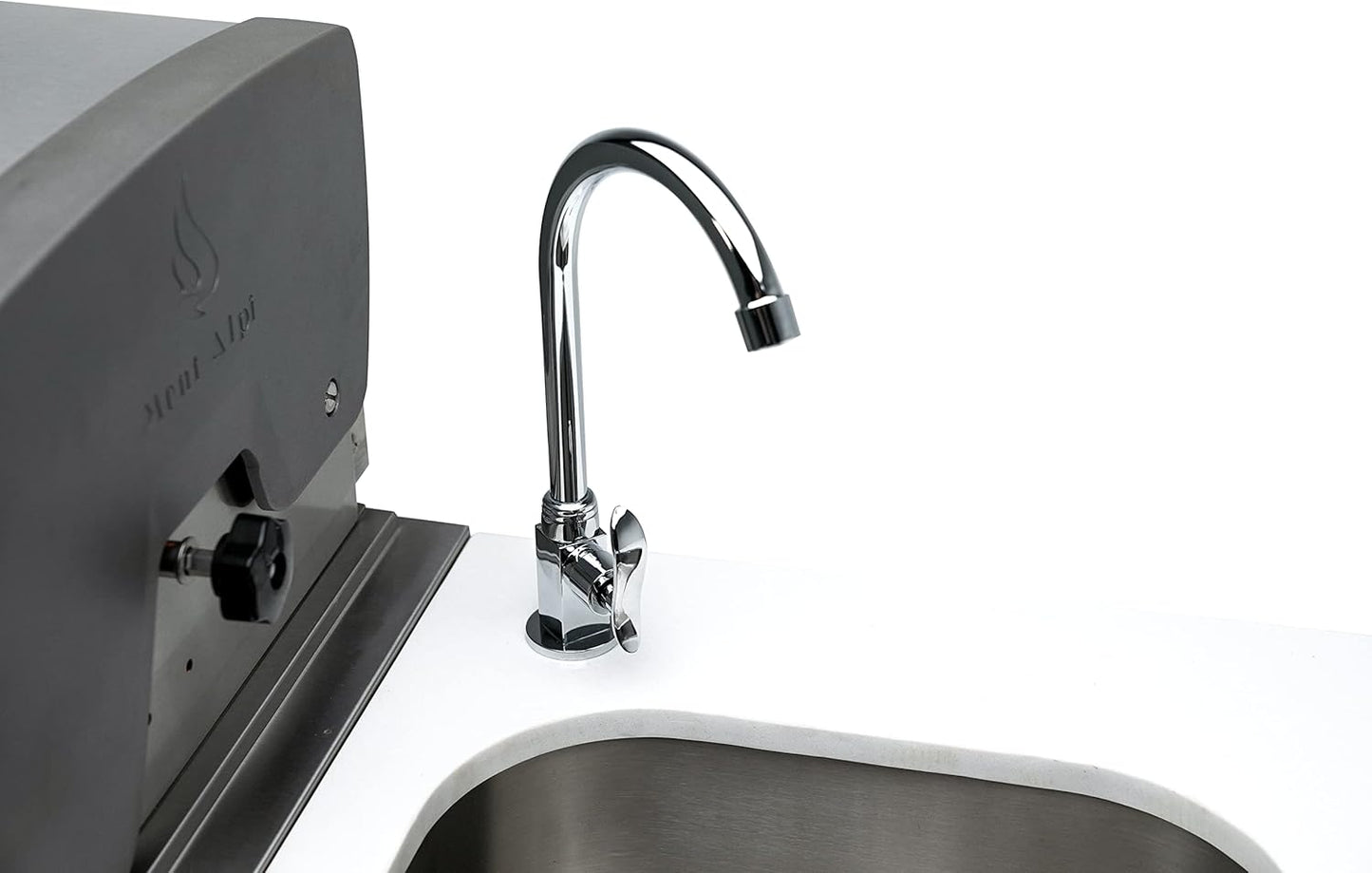 Mont Alpi Bar Series MA-BEVKEG Stainless Steel Outdoor Rated 3 Beer Tap Kegerator Keg Center Dispenser + Beverage Center with Compact Refrigerator + Granite Countertops