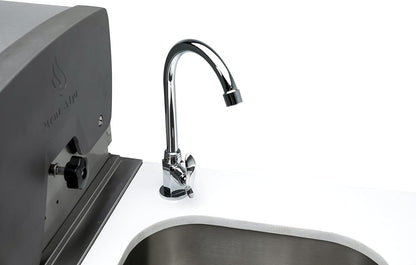 Mont Alpi Bar Series MA-BEVKEG Stainless Steel Outdoor Rated 3 Beer Tap Kegerator Keg Center Dispenser + Beverage Center with Compact Refrigerator + Granite Countertops