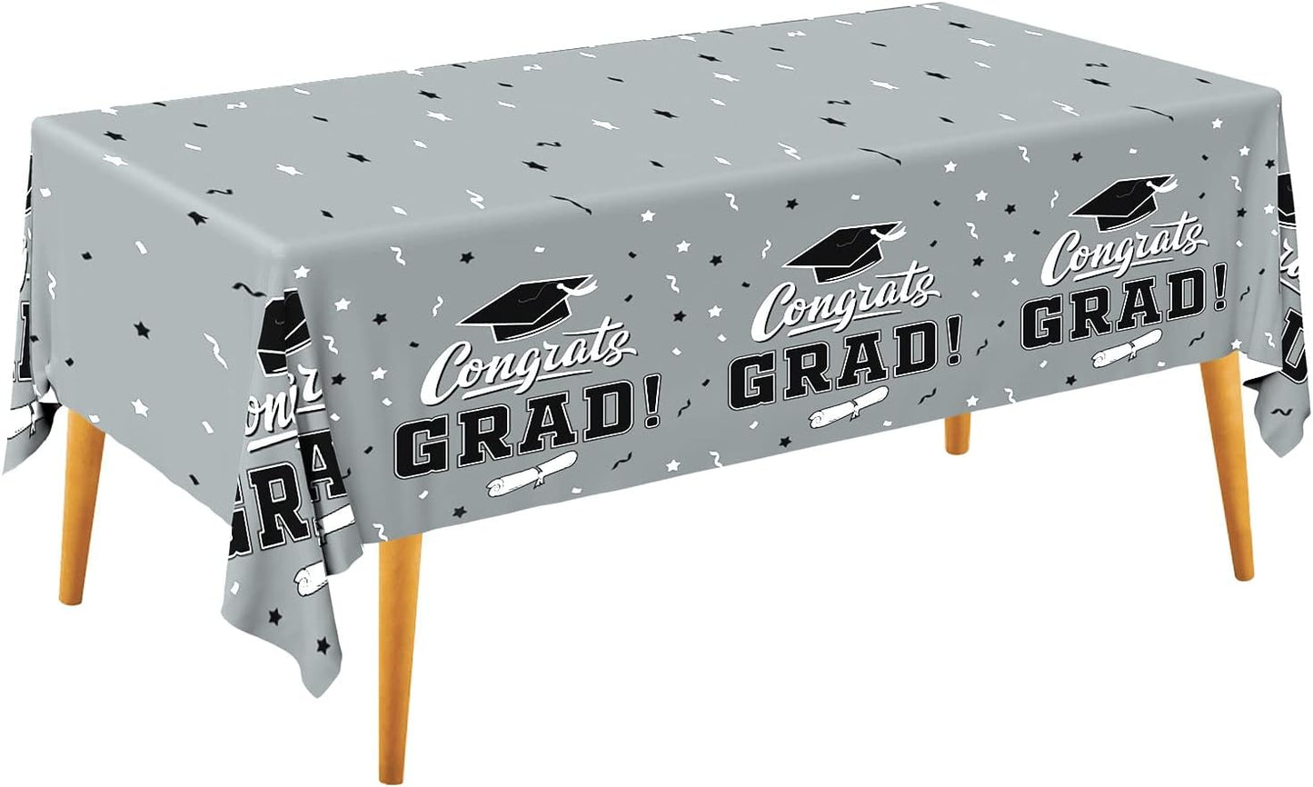 Gatherfun Graduation Party Decorations, Gongrats Grad Tablecover for Graduation Party Supplies, 3 pcs Green Table Cloths, 54"x108"
