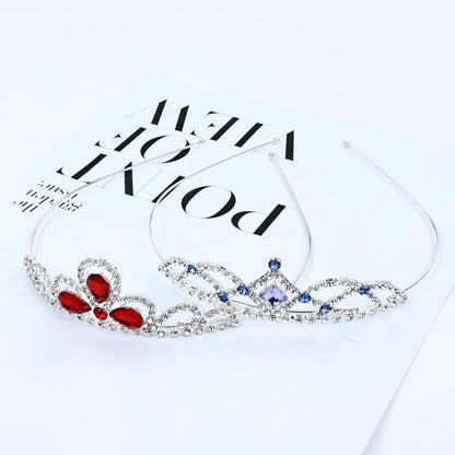 Cinaci 8 Pieces Princess Colorful Dazzling Crystal Rhinestone Silver Metal Tiara Crown Headbands Wedding Birthday Party Prom Headpieces Hair Styling Accessories