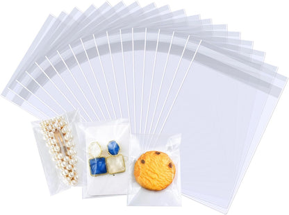PigPotParty Cookie Bags 4''x 6", 100 Pcs Self Sealing Cellophane Treat Bags, Small Clear Plastic Goodie Bag for Gift, Snack, Party Favor, Candy