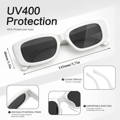 SUNOVELTIES 10 Pack Rectangle Sunglasses for Women Retro Narrow Square Glasses 90s Aesthetic Vintage Eyewear Uniex Adult