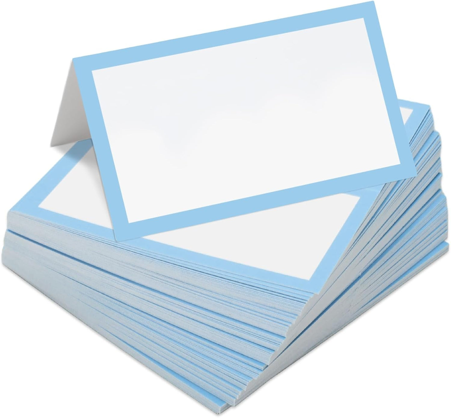 Whaline 100Pcs Navy Blue Place Cards 3.5 x 2 Inch White Blank Tented Cards Wedding Seating Cards for Party Table Setting Supplies